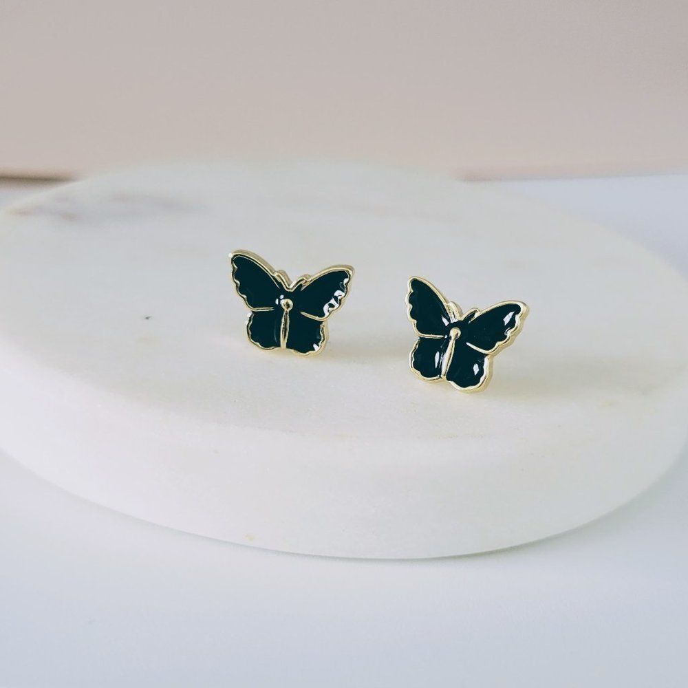 5/$25 Black Butterfly Small Stud Earrings - Picture 7 of 11